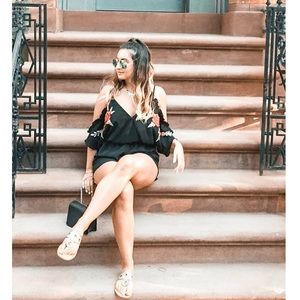 Embroidered Floral Romper
